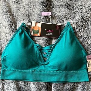 No Boundaries Teal Green Cami Bralette - Crisscross Front